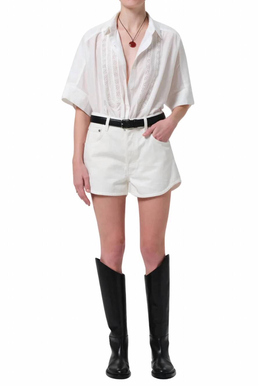 NEW CITIZENS OF HUMANITY women's abita curved hem shorts in macadamia